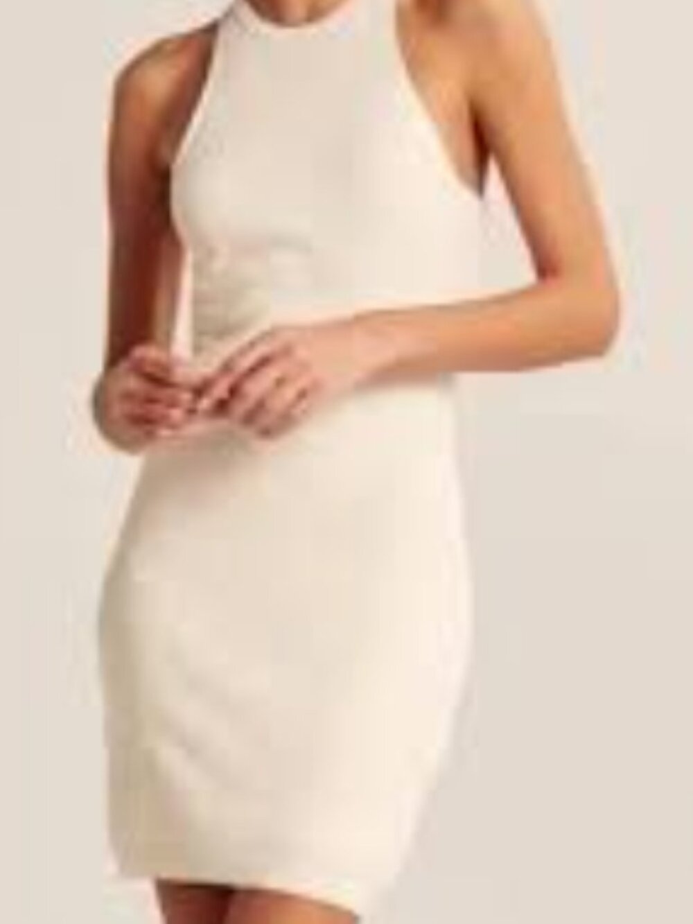 Abercrombie & Fitch Ribbed Sweater Dress - Ivory/White